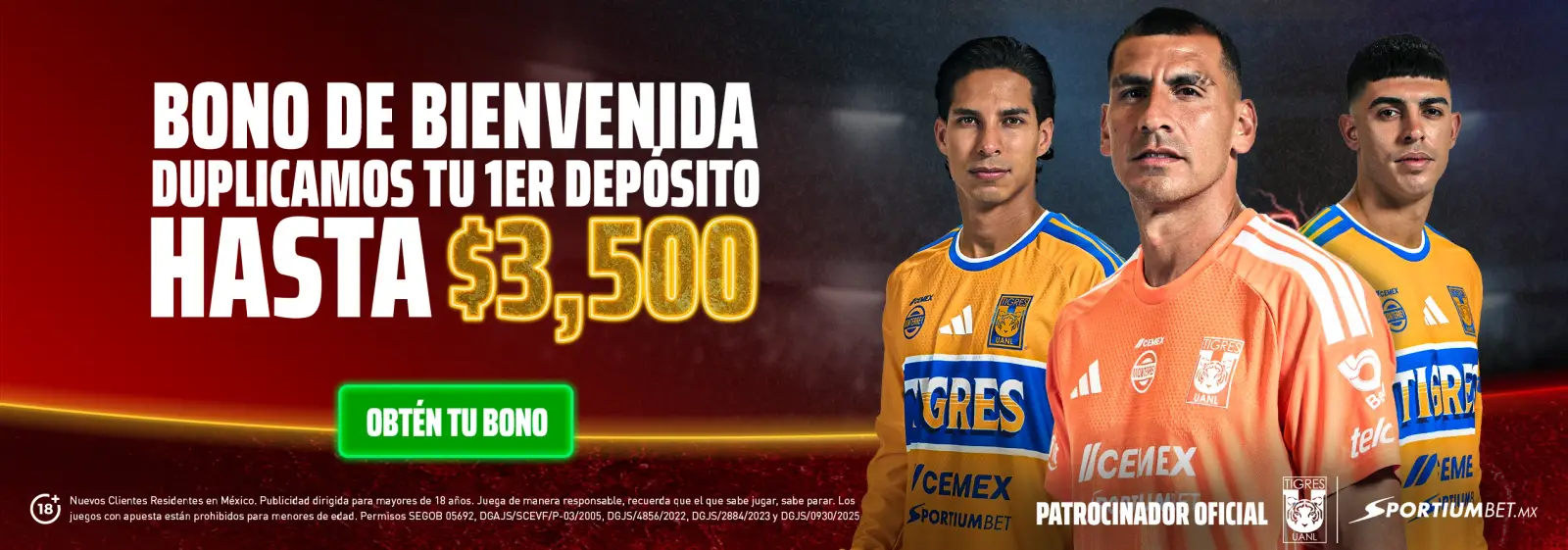 Banner de bienvenida publicado por el operador, con motivo de apuestas deportivas.