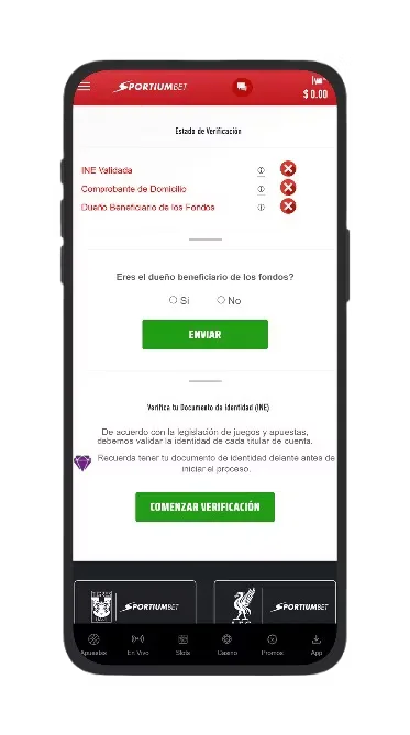 Pantalla móvil de verificación de identidad con tres requisitos pendientes marcados en rojo.
